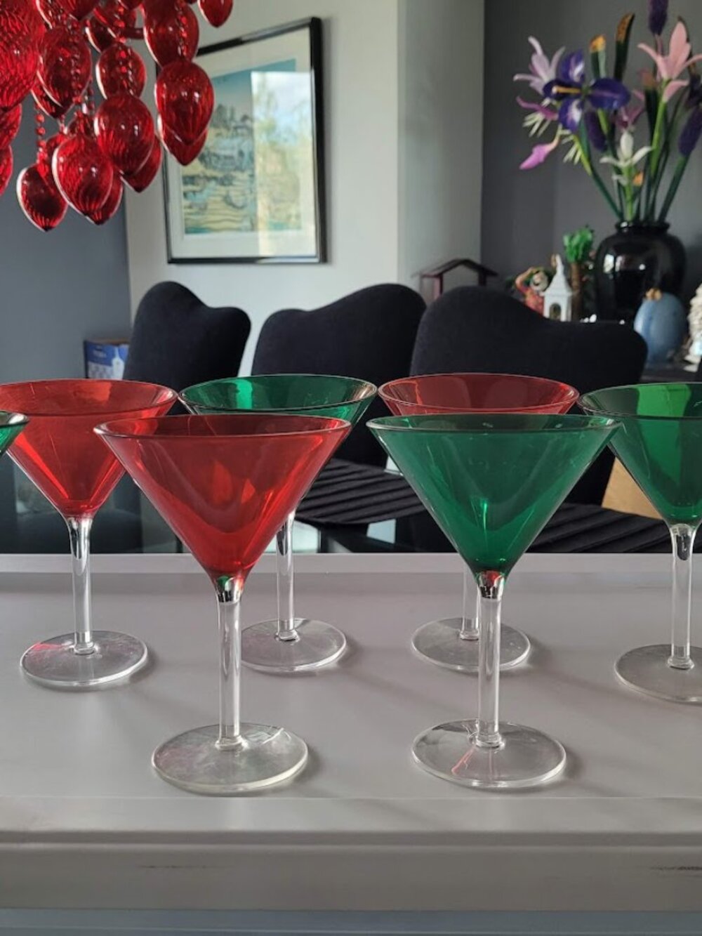 8 Plastic Martini or Margarita glasses...GREAT for the Holidays